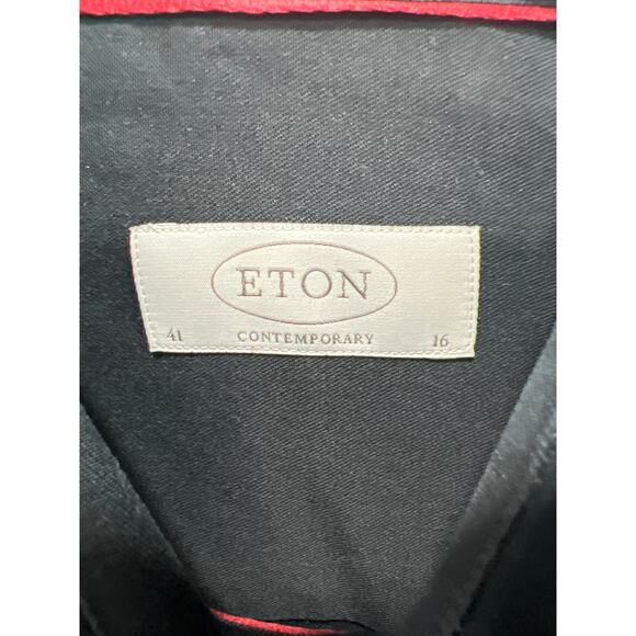 ETON Contemporary Mens All Black Button Down Long Sleeve Dress Shirt Size 16 - Picture 8 of 10